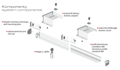 Karnisz aluminiowy Kombiline I pojedynczy