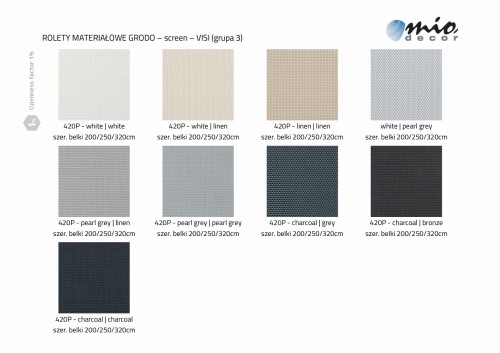 Elektryczna roleta materiałowa screen Grodo Plus grupa III