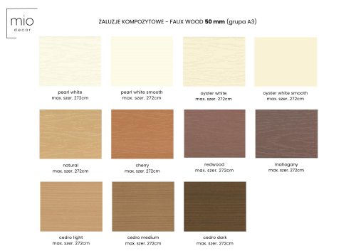 Żaluzja FAUX WOOD (kompozytowa) 50mm/65mm Barion