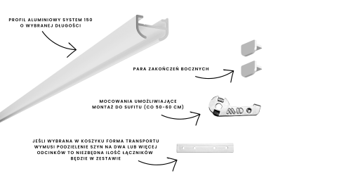 Simple 150 aluminiowa szyna sufitowa biała