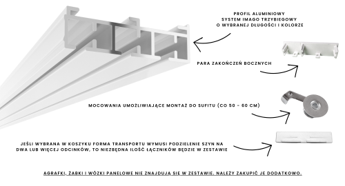 SLIDE trzytorowa aluminiowa szyna sufitowa