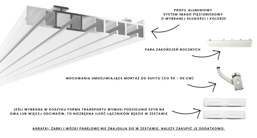 SLIDE pięciotorowa aluminiowa szyna sufitowa